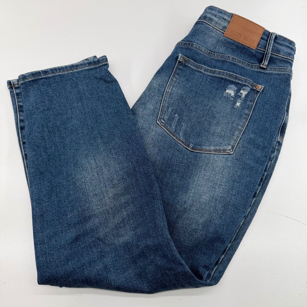 Judy Blue Los Angeles Slim Fit Distressed High Rise Jeans Blue Sz 14W 28 Inseam